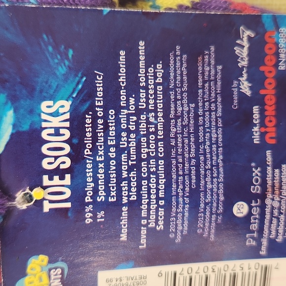 Nickelodeon spongebob SquarePants toe socks - Picture 4 of 5